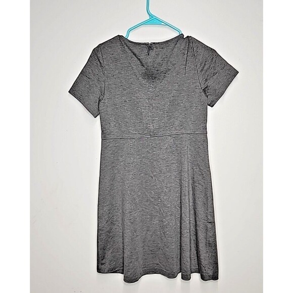 Uniqlo Gray Short Sleeve Sheath Zip Up Rayon Stretch Dress Size Medium EUC - Picture 4 of 8
